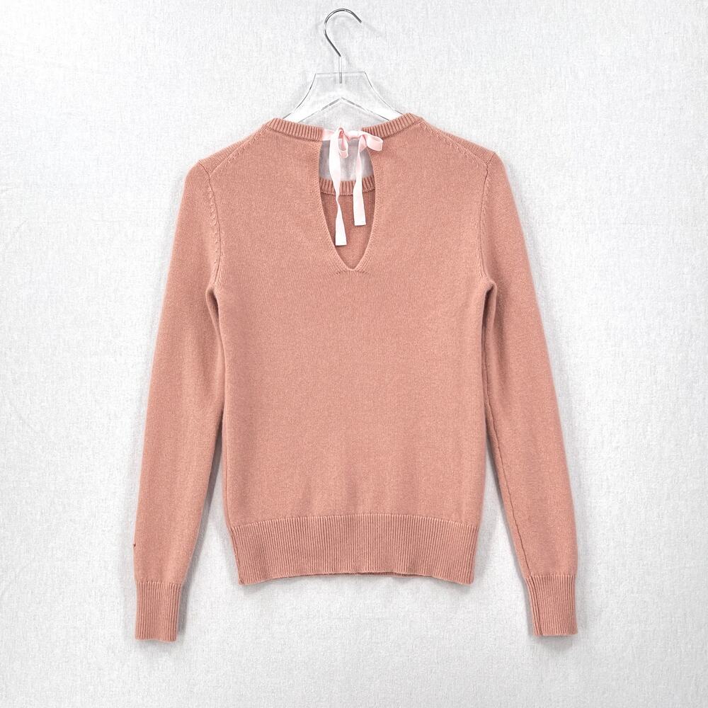THEORY Salomina Tie Back Cashmere Sweater Women Small Pink Crew Neck Long Sleeve - Picture 4 of 15